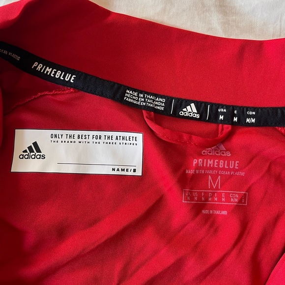NWT Adidas Men’s Sideline 1/4-Zip Knit Pullover M Red / White - Picture 6 of 16